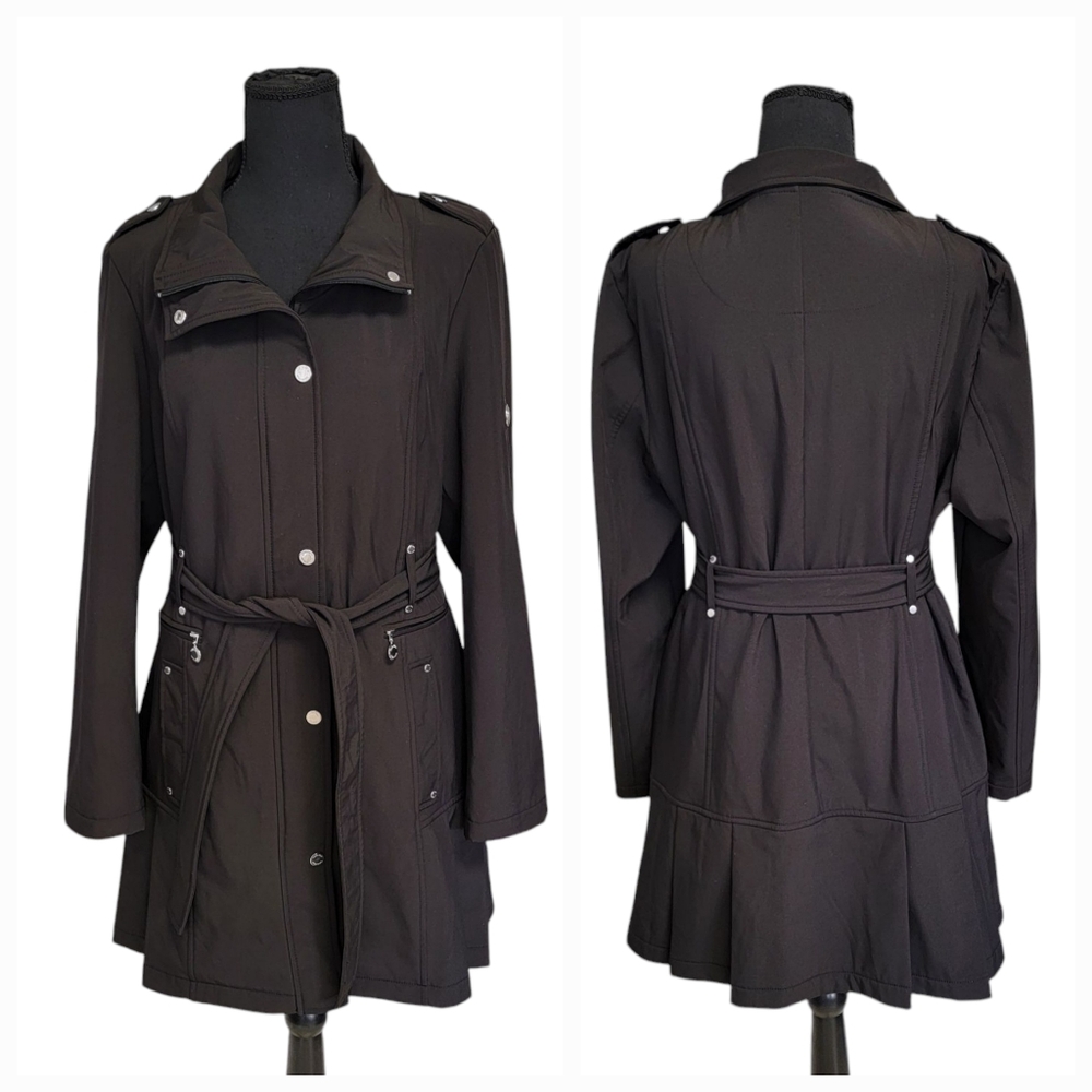 Calvin Klein Large Black Trenchcoat Water Resistant, Wind Protection W/ …